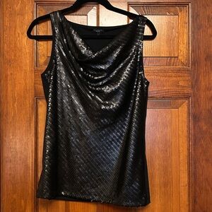 Talbots Black Sequin V-Neck Top